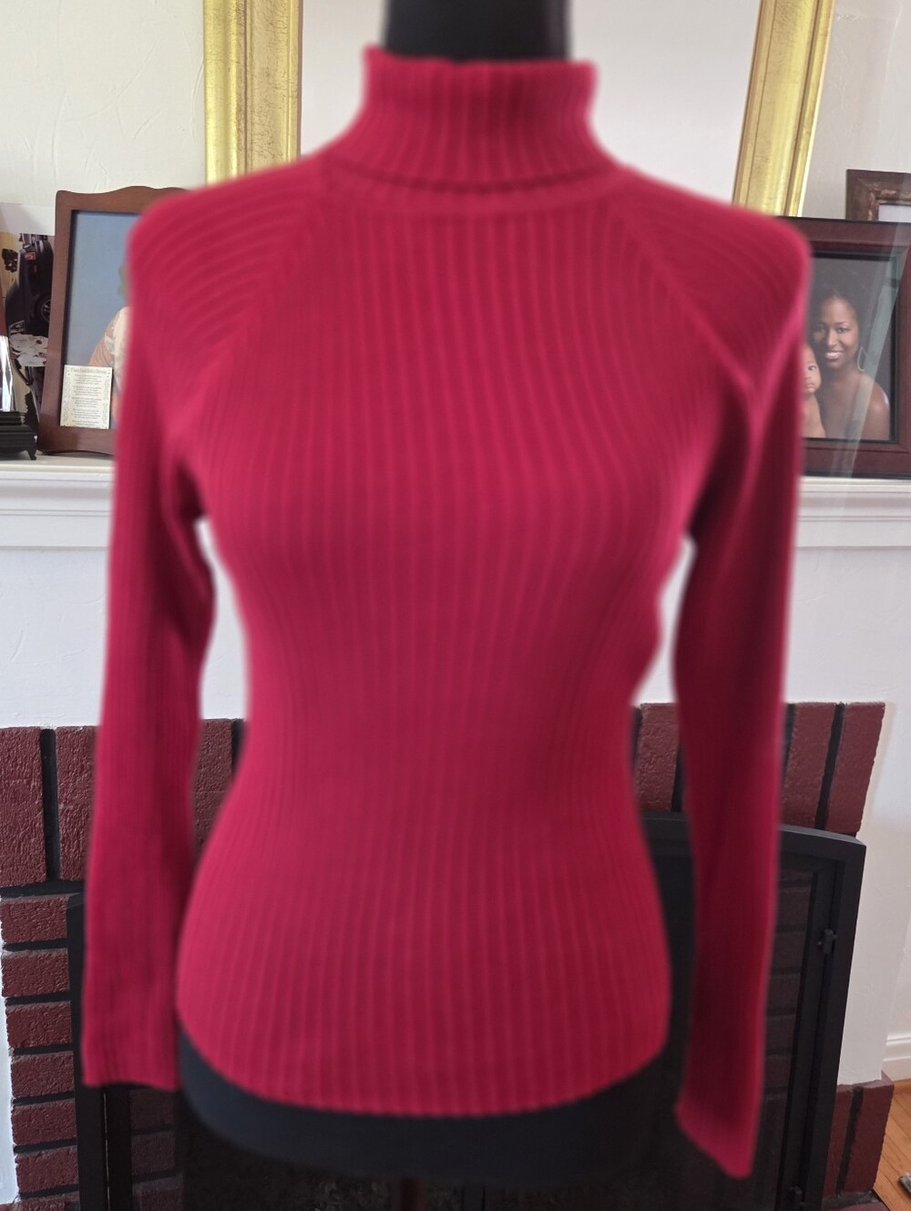 I.N.C. Fitted Red Ribbed Turtleneck Sweater, NWOT